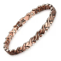 Pulsera Unisex Ajustable de Aleación de Zinc Color Cobre, Estilo Retro, con Cierre Magnético Desmontable, Joyería de Moda