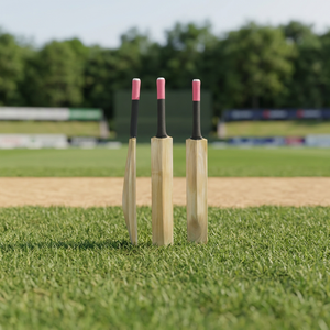 Bate de Cricket Clásico de Madera con Mango Rojo, Resistente para Práctica y Entrenamiento - Product Image 2
