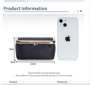 Pochette Ando en cuir de vachette véritable, mini porte-monnaie, pochette à bijoux et rouge à lèvres avec miroir et fermoir à pression pour femme - Product Image 3