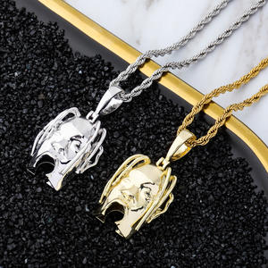 Cross-border Bestseller Travis Scott Avatar Pendant Gold-Plated Copper Hip-Hop Necklace Jewelry Factory Wholesale - Product Image 4