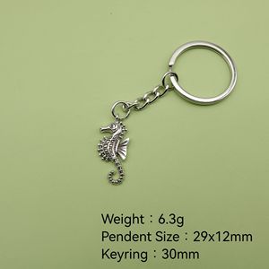 Porte-clés Hippocampe Frisé Côtelé en Alliage Bronze Antique, Accent Nautique, Cadeau pour Étudiants en Biologie Marine - Product Image 2