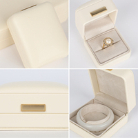 Coffret à bijoux Zebopak en cuir PU blanc ivoire de luxe avec plaque dorée pour bague, collier, bracelet, logo personnalisé