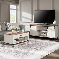 Table basse moderne de luxe en chêne blanc ensemble avec armoires de rangement panneau en bois meubles de maison pour le salon