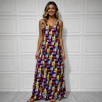 Vestidos Largos robes d'été 2025 femme col en v dos nu Sexy imprimé robe licou coupe ample Maxi robes de soirée pour femmes vente en gros