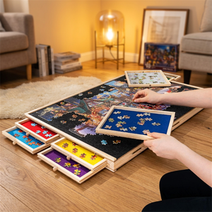 Organisateur de puzzles portable en feutre, table de puzzle en bois avec 8 tiroirs pour enfants et adultes - Product Image 4