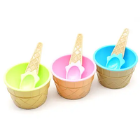 Ensemble de 4 bols et cuillères en plastique pour crème glacée Accessoires d'alimentation pour bébé Vaisselle pour enfants