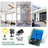 Relais à contact sec 433 MHz AC 110V 220V Télécommande Module de relais 4 canaux Récepteur 4B Émetteur pour porte de garage Moteur de portail Lumière
