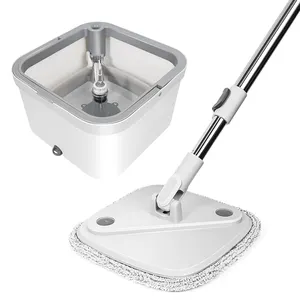Bucket Mop With Masthome Stainless Steel Floating Mop Cleaner Magic Mop Spin Dry Cleaning Floor Mop With Dirty Clean Water Separation Bucket