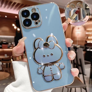 Ragazze donne carine TPU coniglio copertura del telefono specchio Make up custodia del telefono per <span class=keywords><strong>iPhone</strong></span> 16 15 14 13 12 17 Pro <span class=keywords><strong>7</strong></span> 8 <span class=keywords><strong>Plus</strong></span> X XR XS Max - Product Image 4