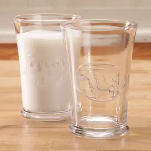 Embossed dairy cows design drinking milk beer glass