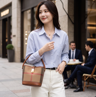 Sac seau vintage personnalisé en cuir PU à carreaux pour femme, sac à bandoulière classique à motif à carreaux, petit sac à main pour usage quotidien et voyage