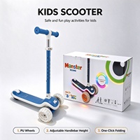 Trottinette pour enfants avec guidon pliable à une touche, hauteur réglable, roues en PU lumineuses et colorées, pour garçons et filles