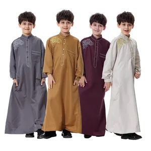 Nuovi ragazzi musulmani bambini abito saudita Thoub Jubba Thobe Daffah abito arabo abbigliamento islamico Maxi abito Abaya Ramadan Thawb medio oriente