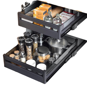 YOHOM Single Tier <span class=keywords><strong>Pull</strong></span>-Out Drawer Organizer Ausziehbare Aluminium-<span class=keywords><strong>Pull</strong></span>-Tray-Trennwände für Küchen schränke - Product Image 1