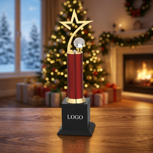 Trofeo de metal con diamantes disponible con grabado personalizado. - Product Image 1