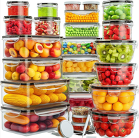 26 contenants de stockage alimentaire avec couvercles, hermétiques, réutilisables, en plastique, anti-fuite, pour la préparation des repas, organisation de la cuisine