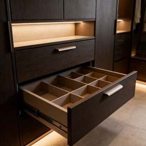 Armario Minimalista de Madera de 6 Puertas con Cristal Blanco para Dormitorio, con Estantes Abiertos, Ideal para Apartamentos y Casas Pequeñas - Product Image 6