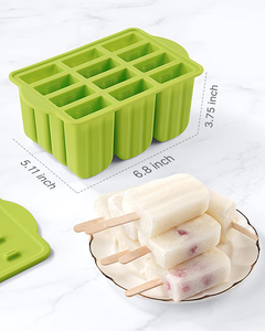 แม่พิมพ์ไอศกรีมซิลิโคน OEM 12 ชิ้น ง่ายต่อการถอดออก ปลอดสาร BPA แม่พิมพ์ทำไอศกรีมแท่ง แม่พิมพ์ไอติมโฮมเมด - Product Image 2