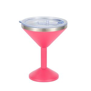 Tazza da Cocktail diretta in fabbrica Margarita Party doppia parete in acciaio inossidabile calice 280ml/8oz logo personalizzato tazza di vino colorata con coperchio - Product Image 6