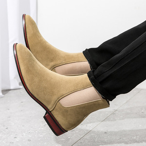 Botas de Tobillo de Gamuza Retro para Hombre, Talla Grande, Botas de Cuero Sin Cordones para Negocios, Transpirables y Versátiles - Product Image 3