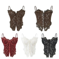 Nouveau Corset en Dentelle à Baleines, Design Dos Lacé Sexy, Débardeur, Soutien-gorge sans Bretelles à Fermeture Éclair au Dos, Crop Top Bralette, Camisole Ajustée Tendance