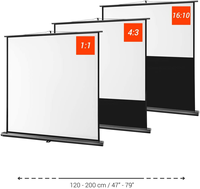 200x113 cm Professionnel Portable projecteur de Sol Mobile à écran de projection écran Verre Noir Perlé