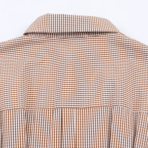 Camicetta da donna a quadri gingham a maniche lunghe <span class=keywords><strong>con</strong></span> colletto a risvolto, vestibilità ampia, <span class=keywords><strong>con</strong></span> <span class=keywords><strong>cintura</strong></span> in vita <span class=keywords><strong>con</strong></span> fibbia effetto tartaruga - Product Image 5