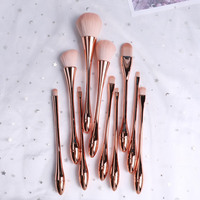 SeeJoy – Ensemble de pinceaux de maquillage haut de gamme, best-seller, avec logo personnalisé, manche en fibre synthétique et plastique couleur or rose, taille compacte