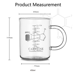 Mug à café en verre borosilicate haute résistance sans plomb, compatible avec les plaques de cuisson, 450 ml, tasse graduée résistante à la chaleur pour la maison et le bureau - Product Image 6