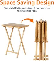 Table de service pliante classique Basics avec étagère de rangement, 14,6 L x 19 W x 26 H pouces, naturelle