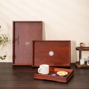 Plateau Organisateur de Table Multifonctionnel Stéréo Superposé en Bois Massif Honvidora Kambas, Écologique, Durable, avec Patch Métallique Émaillé de Luxe - Product Image 2