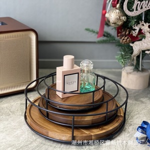 Bandeja Redonda Giratoria de Madera de Acacia, Organizador de Cosméticos para Sala de Estar y Cocina, 6, 8, 10, 11 Pulgadas - Product Image 1