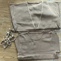 Ensemble pull tricoté pour femme, robe longue avec cardigan à col en V, tenue deux pièces respirante en polyester pour l'automne 2026