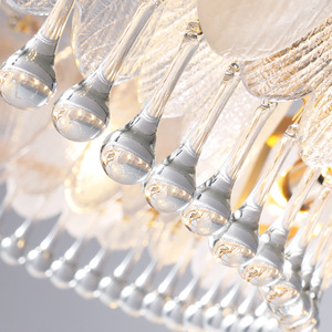 Hiện đại Kem gió Vòng lông loại phòng ngủ đèn chùm tinh tế phổ biến biệt thự phòng khách thủy tinh ánh sáng mặt dây chuyền - Product Image 4