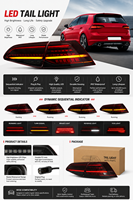 Feux arrière LED Henxin à clignotants séquentiels pour VW Golf 7/7.5 MK7/MK7.5 2013-2018 Fumé/Teinté Rétrofit/Amélioration