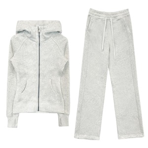 <span class=keywords><strong>Ensemble</strong></span> sweat à capuche doublé polaire Luludarling avec fermeture éclair dorée et pantalon taille haute à jambes larges pour <span class=keywords><strong>femme</strong></span> – Chaud, <span class=keywords><strong>d</strong></span>écontracté et amincissant - Product Image 1
