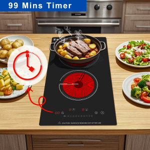 Placa de Cocina Eléctrica de Cerámica Doopen de 2 Quemadores, Control Táctil, 220V, Superficie Lisa para Uso Doméstico - Product Image 4