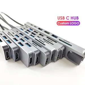 Adaptateur multiport 4k 60HZ 4 5 6 7 8 ב 1 סוג c כדי hdmi ethernet usb רכזת סוג-c מתאם עבור macbook xps