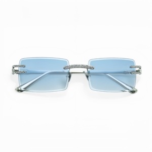 <span class=keywords><strong>Lunettes</strong></span> de soleil rectangulaires de luxe sans monture avec diamants <span class=keywords><strong>Swarovski</strong></span> pour hommes et femmes, logo personnalisé, <span class=keywords><strong>lunettes</strong></span> de soleil tendance sans cadre - Product Image 5