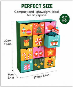 Luxury 12 Day <b>Christmas</b> Advent Calendar <b>Box</b> with Drawers Green Rigid Paperboard Mystery Blind <b>Box</b> for Kids Toy Packaging <b>Box</b> - Product Image 5