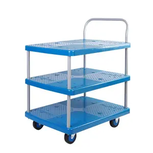 Uni-Silent 150kgs New PP Triple Layers Platform Service Praktische Hand Truck Klapp wagen Warehouse Trolley PLA150T-T3