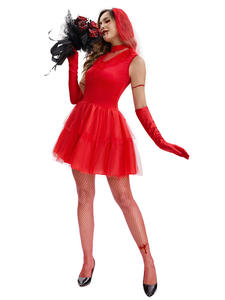 Disfraz de Halloween fantasma rojo vestido de novia tul Zombie traje de escenario resurrección Festival actuación disfraz vampiro - Product Image 4