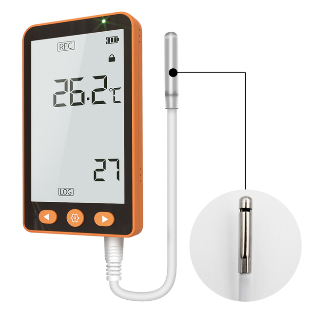 AIKESI GSP-70 Pro FlashLink USB PDF Reusable Temperature Data Logger External for Tip Probe LCD Display Temperature Recorder
