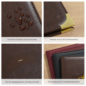 Cubierta de Menú de Cuero PU Vintage con Logotipo Estampado en Caliente Personalizado al por Mayor para Restaurantes y Hoteles, con Inserto Transparente de PVC Impermeable, Libro de Lista de Vinos - Product Image 2