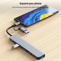 8 en 1 Usb C Hub Splitter Usb Data Usb3.0 Hub Adaptador Estación de acoplamiento Tipo C 2,0 Tipo-c Hub de datos para computadora portátil