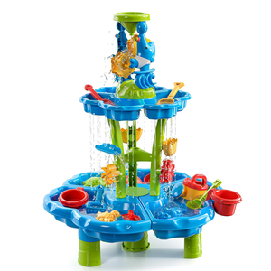 Mesa de agua de arena de playa de 2 capas en forma de flor, juguete de verano para exteriores con accesorios coloridos Para Habilidades sensoriales y motoras - Product Image 1