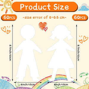 120 Pcs Blank <strong>Paper</strong> Cutouts <strong>Paper</strong> <strong>Doll</strong> Kids Shaped <strong>Papers</strong> Multicultural Construction People Cutouts for Kids DIY Craft Art - Product Image 2