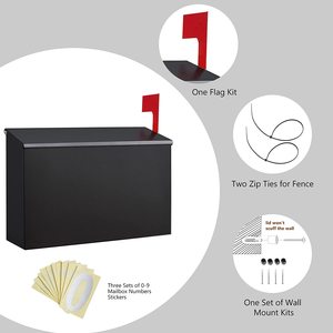 Boîte <span class=keywords><strong>aux</strong></span> <span class=keywords><strong>lettres</strong></span> murale avec Kit de drapeau, autocollants de numéros de boîte <span class=keywords><strong>aux</strong></span> <span class=keywords><strong>lettres</strong></span>, acier galvanisé, métal antirouille, boîte postale extérieure - Product Image 2