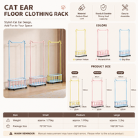 Porte-vêtements multifonctionnel sur pied en acier cornière avec oreilles de chat, porte-chapeaux et manteaux, séchoir simple pour intérieur, chambre à coucher
