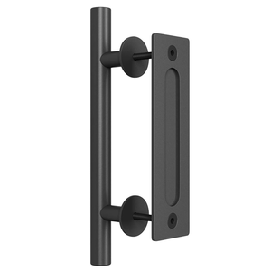 Black Powder Coated Steel Heavy Duty <b>Sliding</b> Barn <b>Door</b> Handle Modern Two-Side Design 12" High-performance Villa/Warehouse Entry - Product Image 1